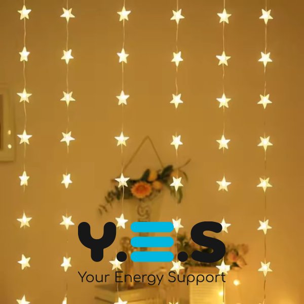 Світлодіодна гірлянда-штора «Зірки» 3×3 м, USB-живлення, тепле світло