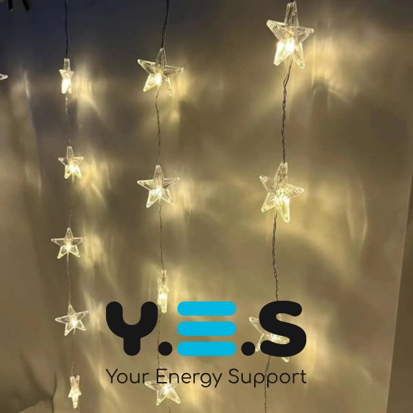 Світлодіодна гірлянда-штора «Зірки» 3×3 м, USB-живлення, тепле світло