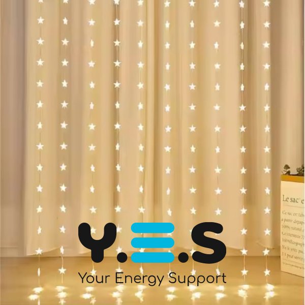 Світлодіодна гірлянда-штора «Зірки» 3×3 м, USB-живлення, тепле світло
