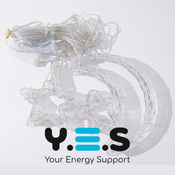 Гірлянда-штора LED «Місяць і зірки» 3 м, тепле світло, USB, SF-43