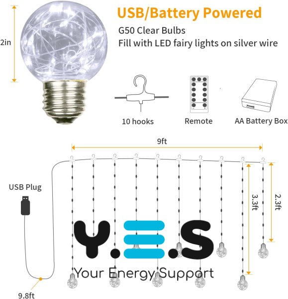 Світлодіодна гірлянда-штора RD-071 «кулька в кульці», тепле біле світло
