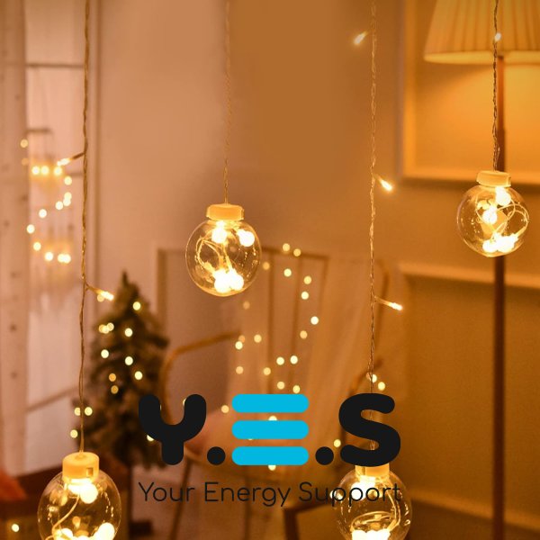 Світлодіодна гірлянда-штора RD-071 «кулька в кульці», тепле біле світло