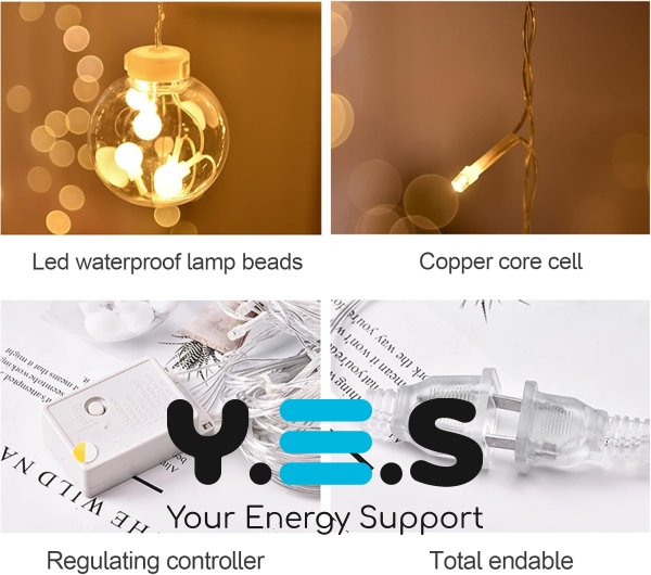 Світлодіодна гірлянда-штора RD-071 «кулька в кульці», тепле біле світло