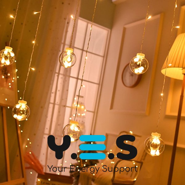 Світлодіодна гірлянда-штора RD-071 «кулька в кульці», тепле біле світло