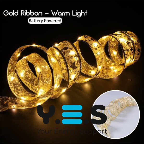 Гірлянда LED-стрічка на ялинку 10 м на батарейках, тепле біле світло