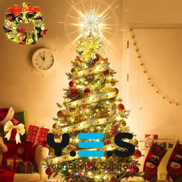 Гірлянда LED-стрічка на ялинку 10 м на батарейках, тепле біле світло