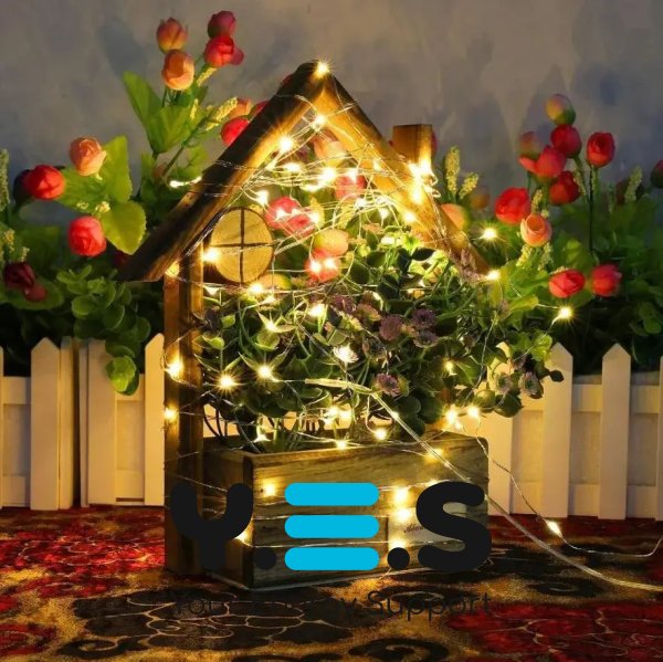 Гірлянда-лісочка універсальна 5 м, 300 LED, тепле світло, живлення USB+батарейка