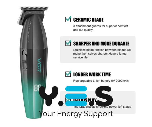 Професійний тример VGR V-906 з T-подібним ножовим блоком і потужним мотором для стрижки