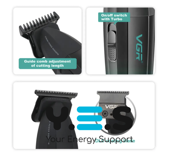 Професійний тример VGR V-906 з T-подібним ножовим блоком і потужним мотором для стрижки