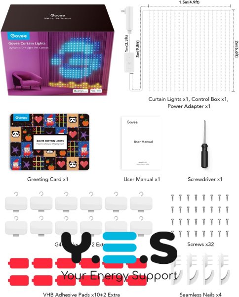 Smart LED гірлянда-штора SFK-07 для дому з додатком, 20 ниток × 20 LED, святкова