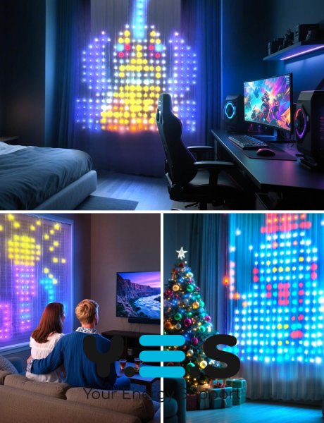 Smart LED гірлянда-штора SFK-07 для дому з додатком, 20 ниток × 20 LED, святкова