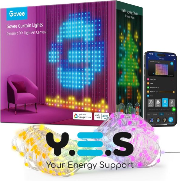 Smart LED-гірлянда-штора SFK-08 з додатком, 20 ниток × 20 LED, святкова для дому