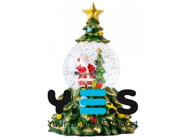 LED новорічний світильник-декор «Ялинка» XHF-8001 зі снігом, музикою та підсвічуванням