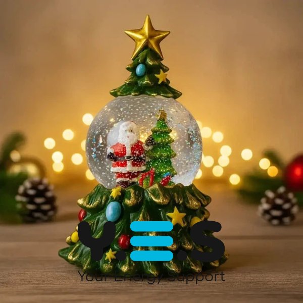 LED новорічний світильник-декор «Ялинка» XHF-8001 зі снігом, музикою та підсвічуванням