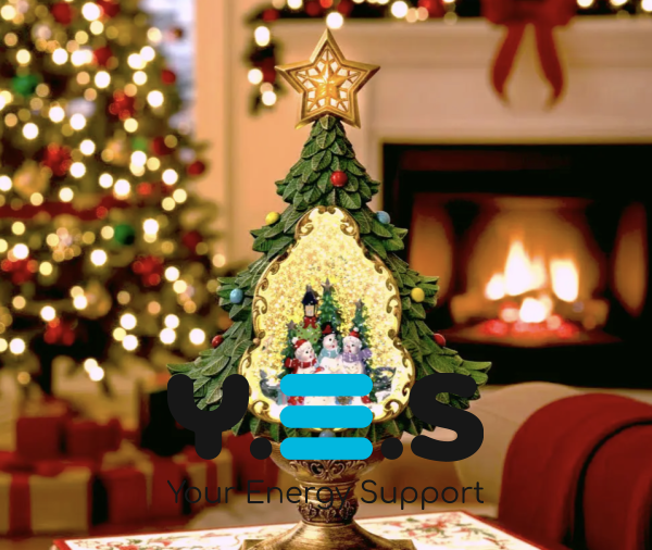 Святковий LED-світильник ялинка XHF-8002 з ефектом падаючого снігу та музикою