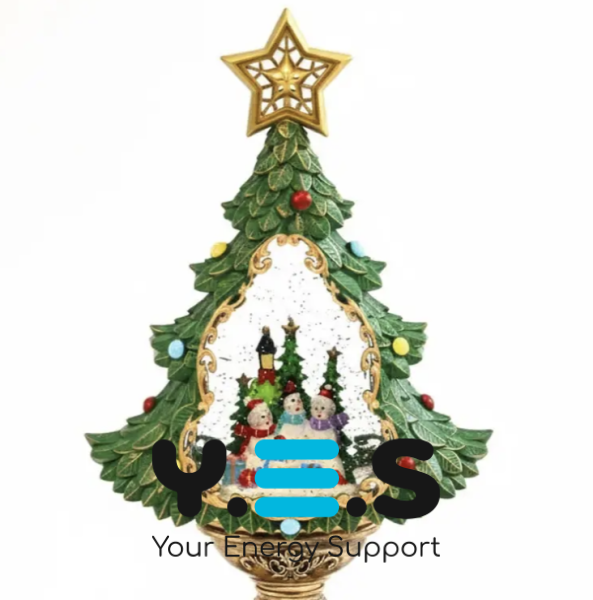 Святковий LED-світильник ялинка XHF-8002 з ефектом падаючого снігу та музикою