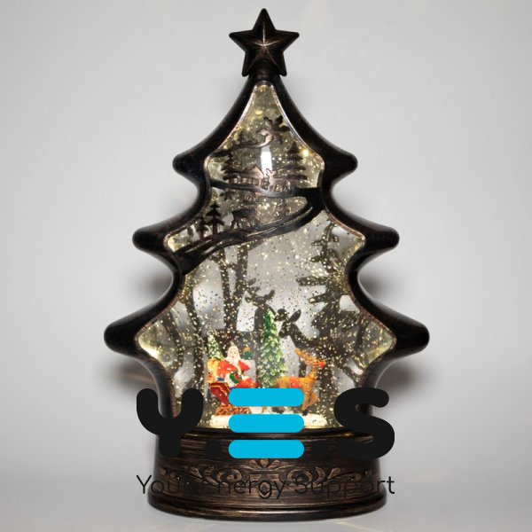 Декоративний світильник-ліхтар «Ялинка» з Дідом Морозом, USB-живлення