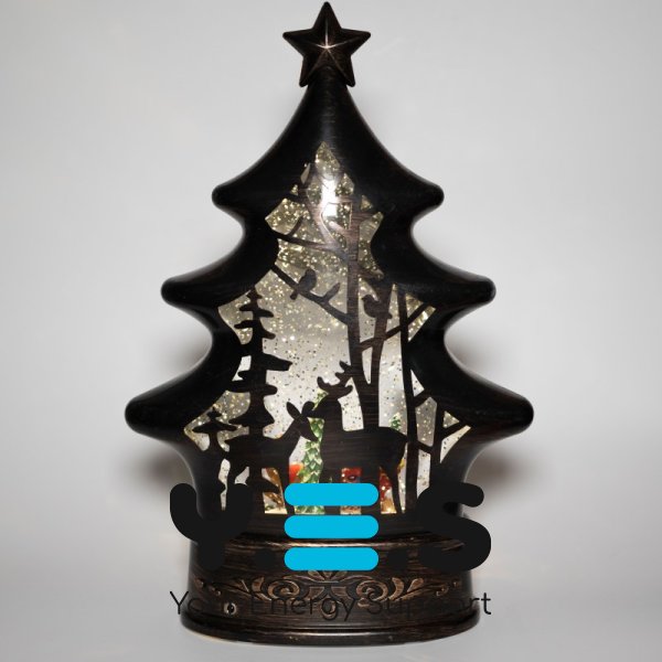 Декоративний світильник-ліхтар «Ялинка» з Дідом Морозом, USB-живлення