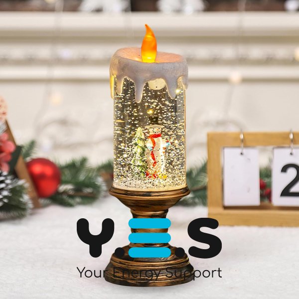 Новорічний LED-світильник-декор HC-G032 «Свічка» зі снігопадом і музикою