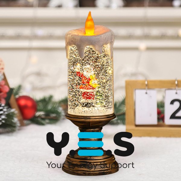 Новорічний LED-світильник-декор HC-G032 «Свічка» зі снігопадом і музикою