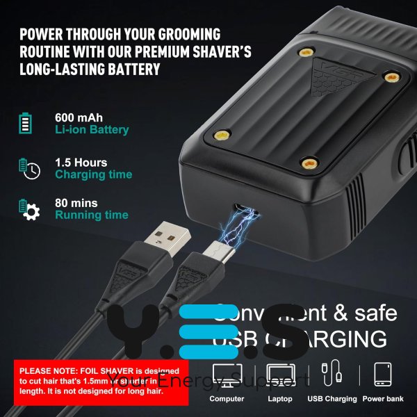 Електробритва VGR V-363 сіткова для подорожей, USB-зарядка, акумулятор