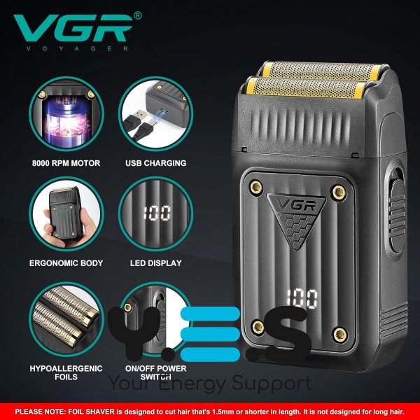 Електробритва VGR V-363 сіткова для подорожей, USB-зарядка, акумулятор