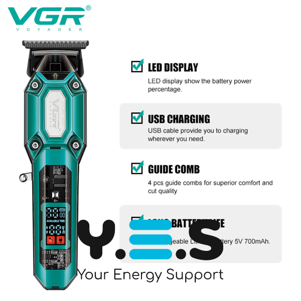 Професійна акумуляторна машинка для стрижки VGR V-900 — тример для дому