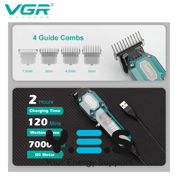 Професійна акумуляторна машинка для стрижки VGR V-900 — тример для дому