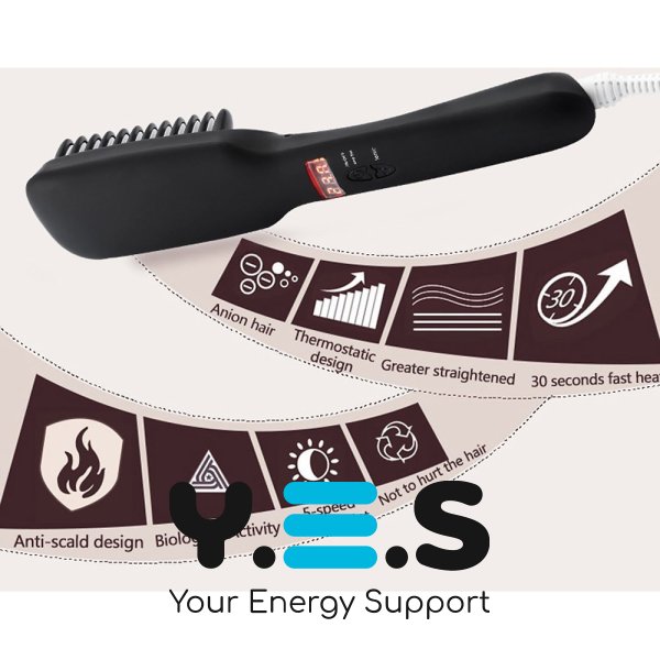 Гребінець-випрямляч 2в1 PTC Heating: стайлер-щітка для волосся з іонізацією