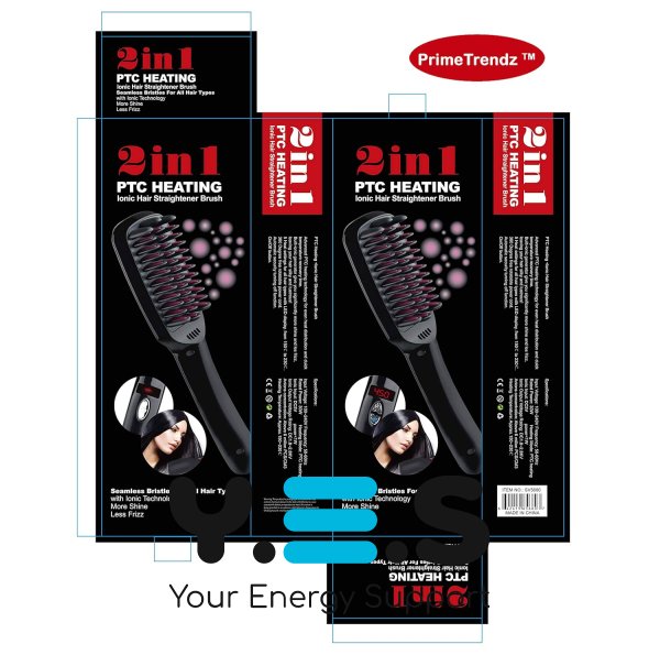 Гребінець-випрямляч 2в1 PTC Heating: стайлер-щітка для волосся з іонізацією