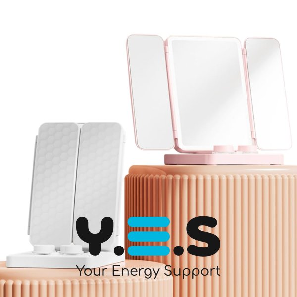 Дзеркало косметичне CY113 потрійне з LED-підсвічуванням та відсіком для лінз