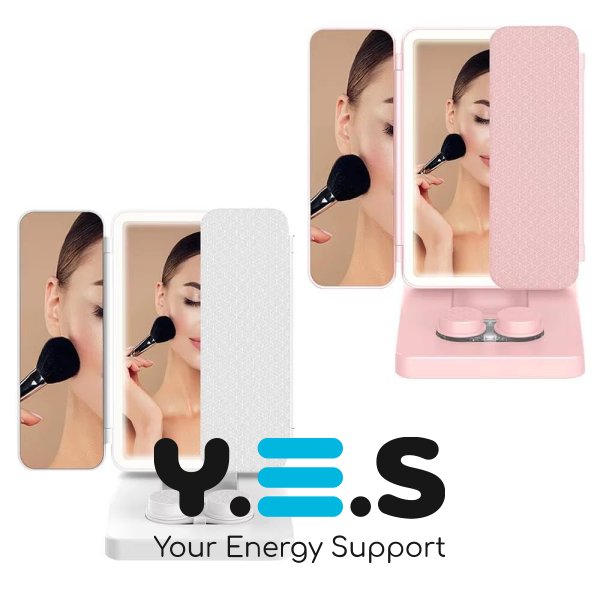 Дзеркало косметичне CY113 потрійне з LED-підсвічуванням та відсіком для лінз