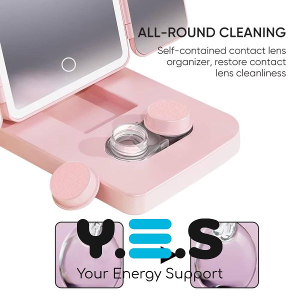 Дзеркало косметичне CY113 потрійне з LED-підсвічуванням та відсіком для лінз