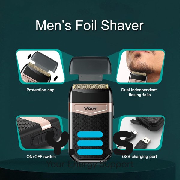 Бритва-шейвер VGR V-331 для сухого й вологого гоління, портативна дорожня для дому