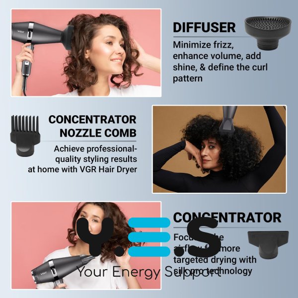 Професійний фен VGR V-451 для сушіння та укладання волосся з іонізацією