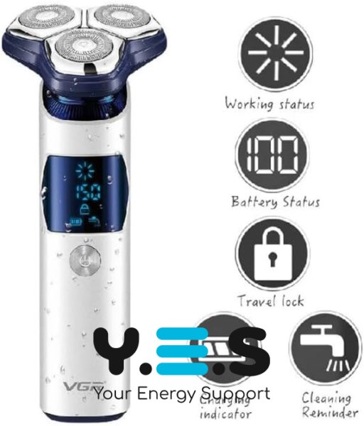 Електробритва VGR V-328 для чоловіків — роторний шейвер з LED-дисплеєм