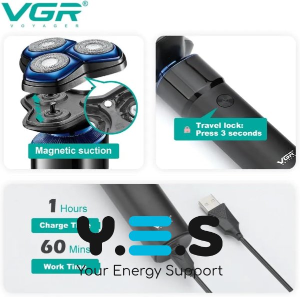 Електробритва чоловіча VGR V-325 роторна з плаваючими головками