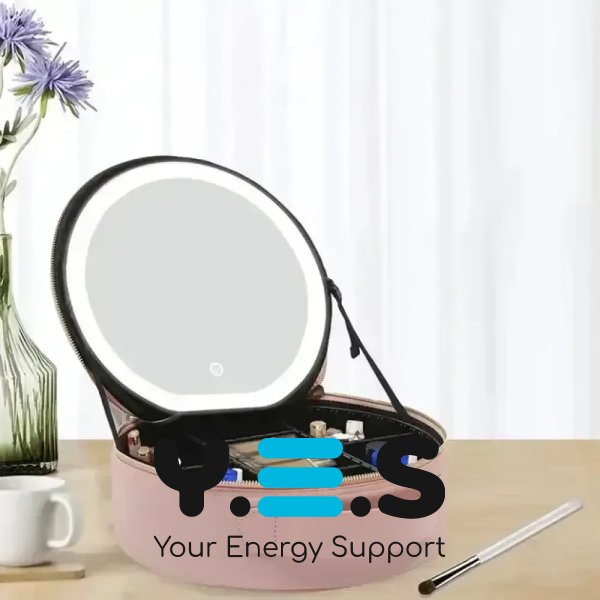 Дорожній органайзер-косметичка NiceLand з екошкіри з LED-дзеркалом і підсвіткою, рожева