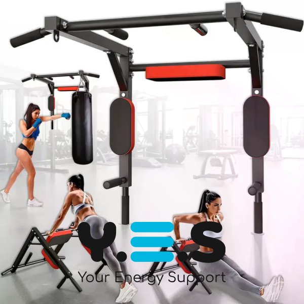 Настінний турнік 3-в-1 для дому: підтягування, віджимання, прес (спина, руки, живіт)