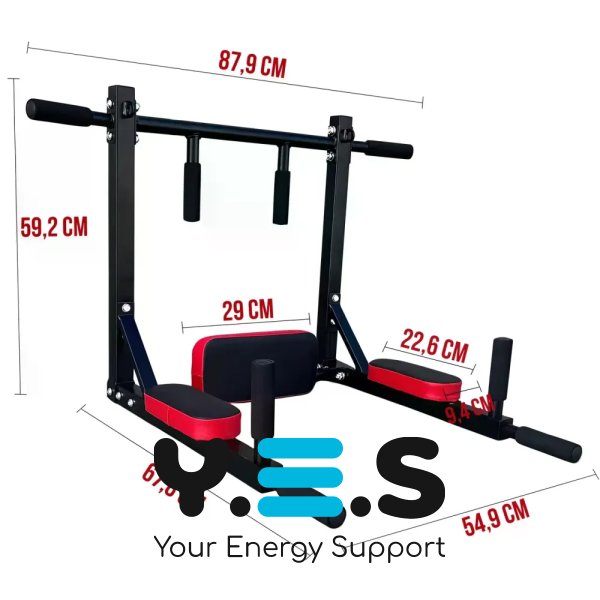 Настінний турнік 3-в-1 для дому: підтягування, віджимання, прес (спина, руки, живіт)