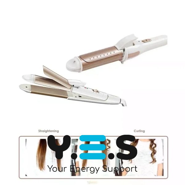 Плойка-праска 2в1 GEMEI GM-2961: випрямляч і щипці, кераміка, шнур 360°