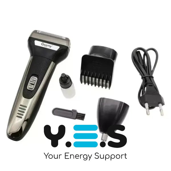 GEEMY GM-598 3-в-1: машинка для стрижки, електробритва та тример для носа/вух, акумуляторна