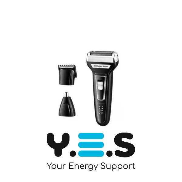 Чоловічий тример-електробритва 3-в-1 GEMEI GM-573: борода/вуса/ніс/вуха, акумуляторна, насадки для окантовки