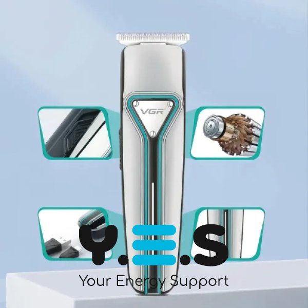 Машинка-тример VGR V-008, акумуляторна USB, для волосся/бороди/вусів, LED, насадки