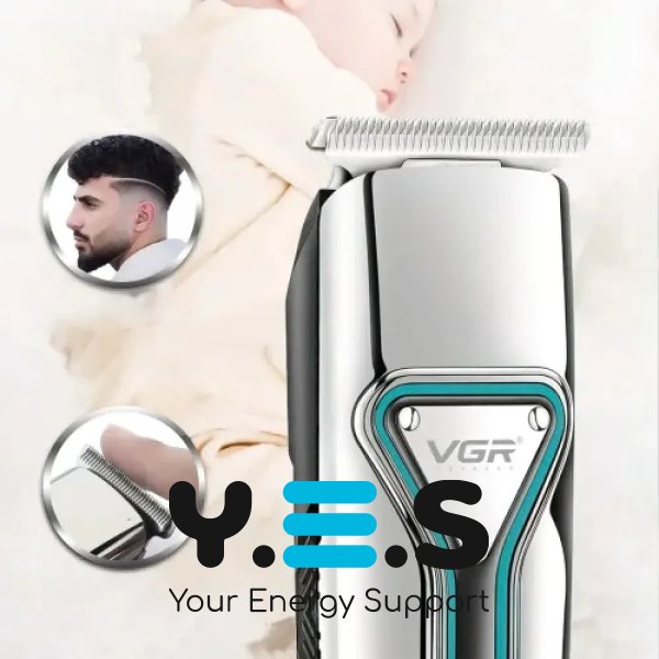 Машинка-тример VGR V-008, акумуляторна USB, для волосся/бороди/вусів, LED, насадки