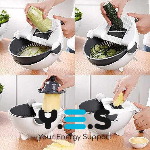 Овочерізка-мультислайсер WET BASKET 9в1 з кошиком: ручна терка-шинковка з ємністю