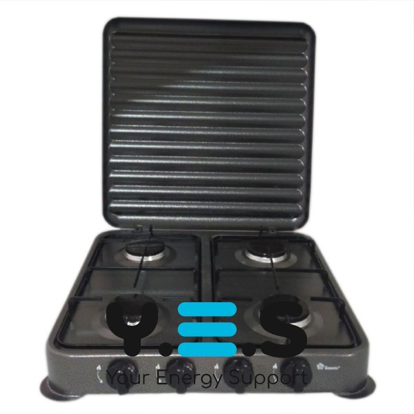 Настільна газова плита-талганок Domotec MS 6604, 4 конфорки, сіра