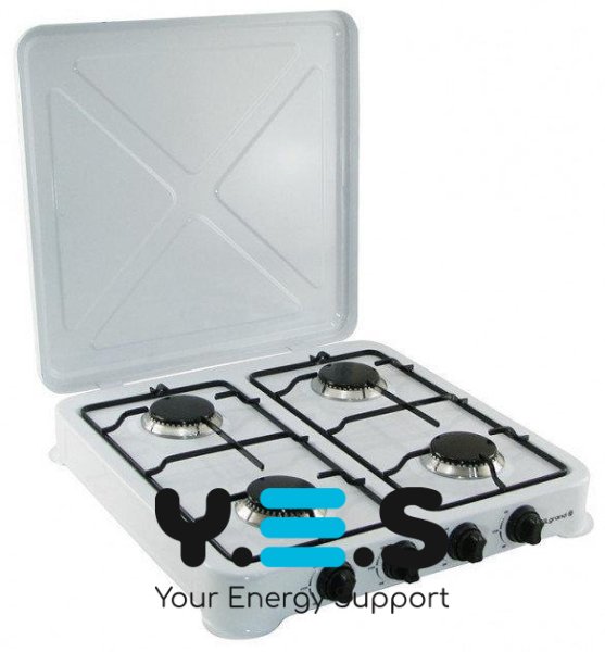 Настільна газова плита-талганок Domotec MS 6604, 4 конфорки, сіра