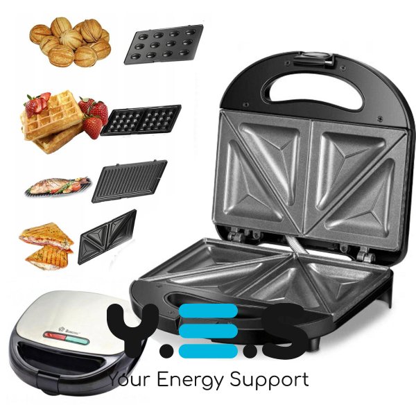 Мультимейкер DOMOTEC MS-7704 4в1: сендвічниця, вафельниця, гриль, горішниця