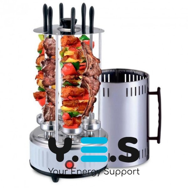 Електрошашличниця вертикальна Domotec BBQ MS-7782, 6 шампурів, 1000W, біла